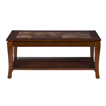 Cambria Brown Cherry Slate Cocktail Table